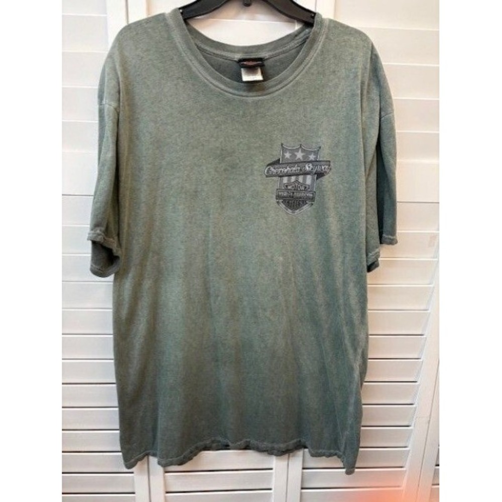Harley-Davidson Cherohala Skyway‎ Graphic T-Shirt LG Green Short Sleeve Made...